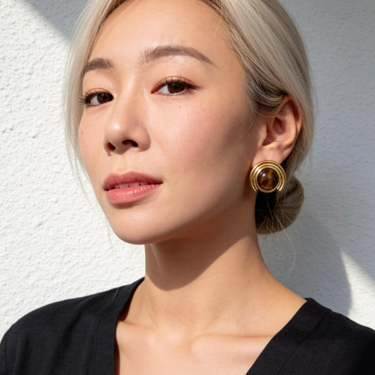 Arc Tiger Eye Earrings