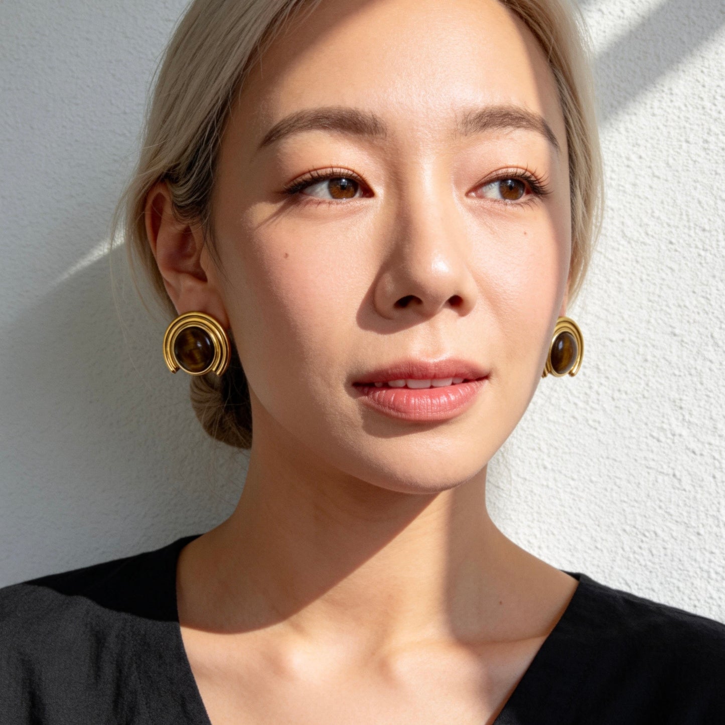 Arc Tiger Eye Earrings