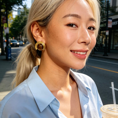 Arc Tiger Eye Earrings