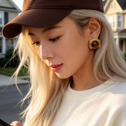 Arc Tiger Eye Earrings