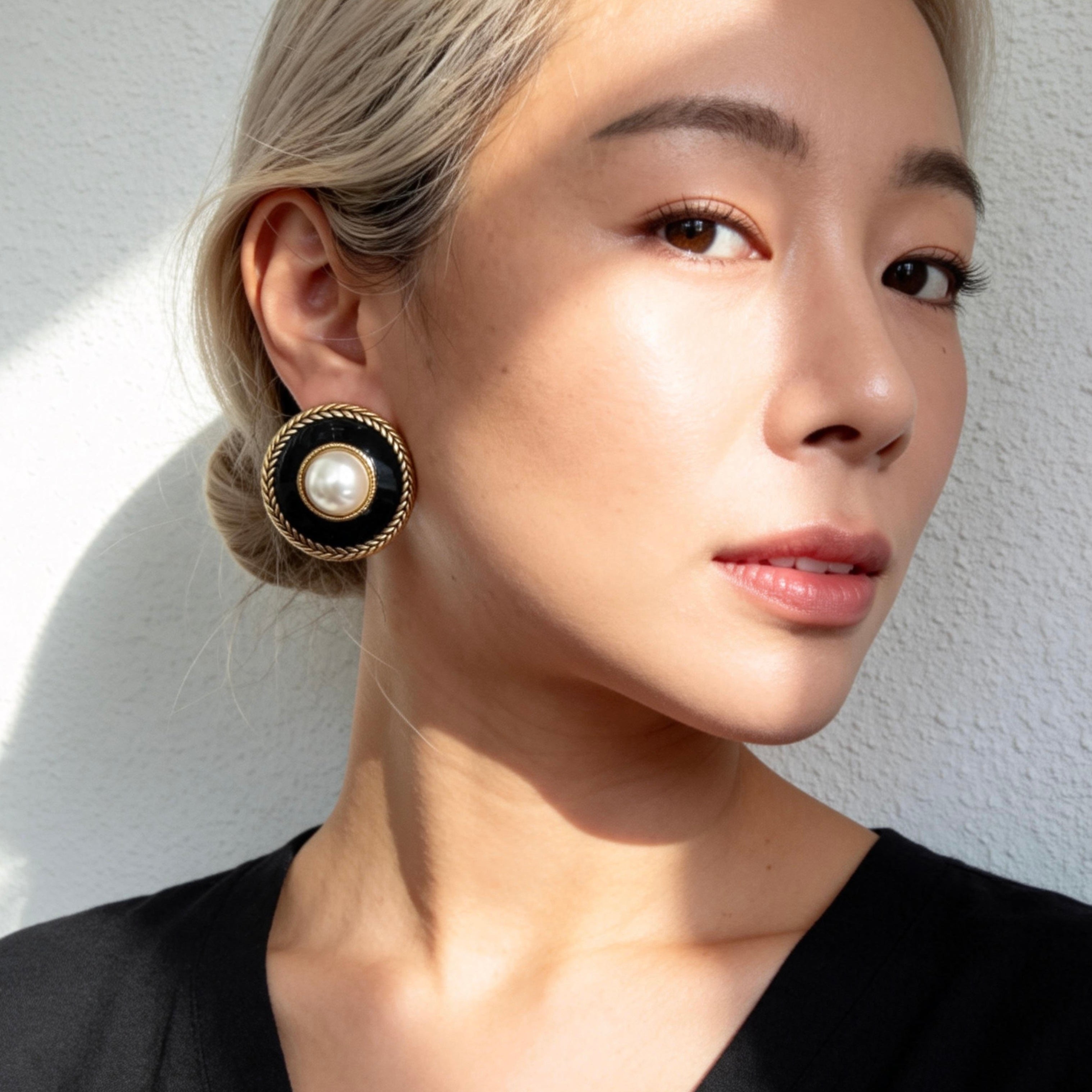 Vintage Black Pearl Earrings