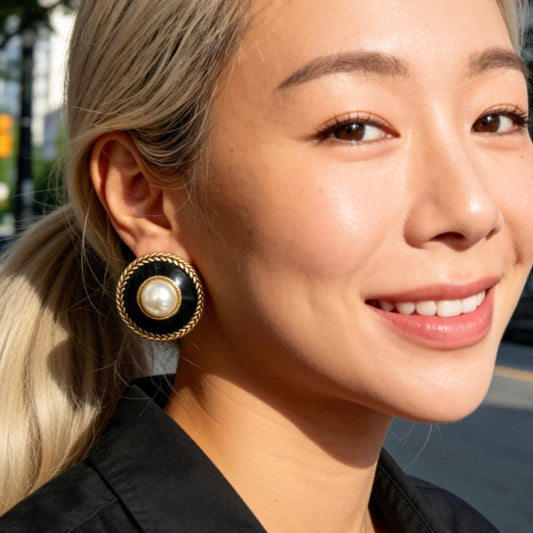 Vintage Black Pearl Earrings
