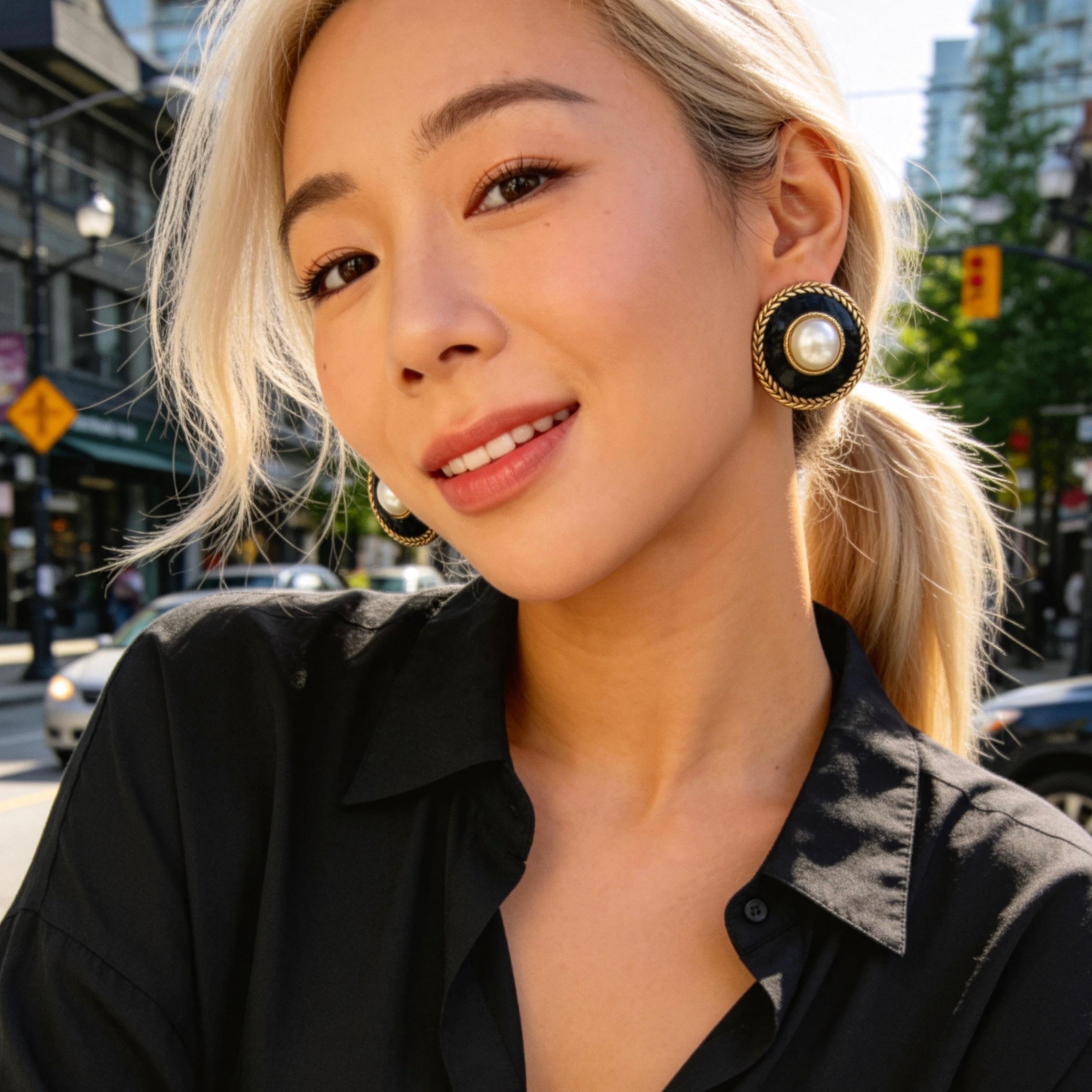 Vintage Black Pearl Earrings