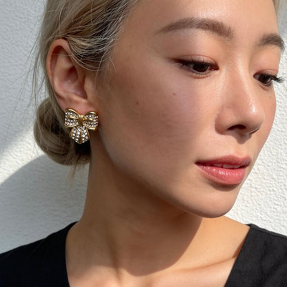 Gold Bow Stud Earrings