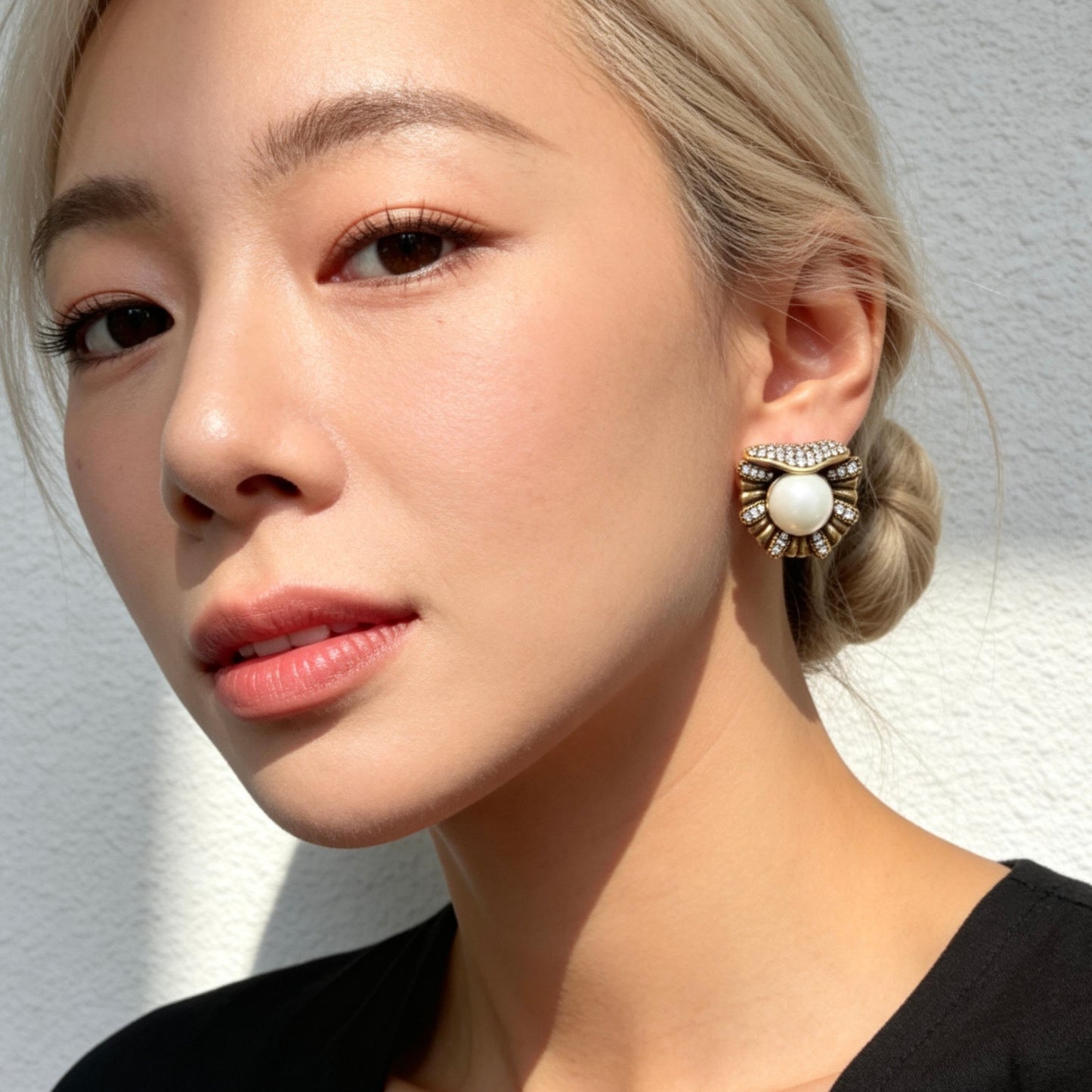 Vintage Pearl Rhinestone Statement Studs