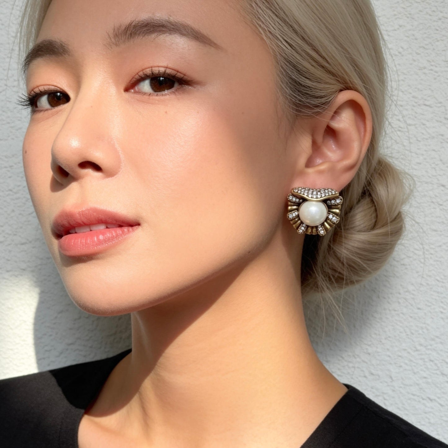 Vintage Pearl Rhinestone Statement Studs