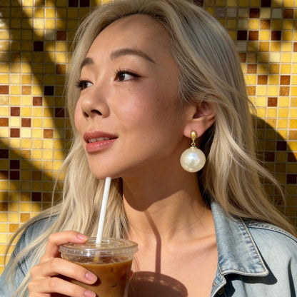 Oversized Pearl Drop Statement Earrings