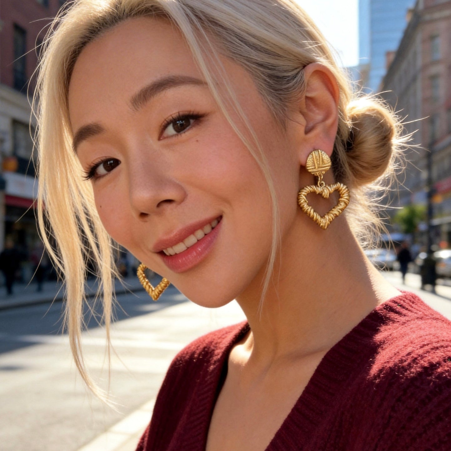 Vintage Gold Heart Drop Earrings