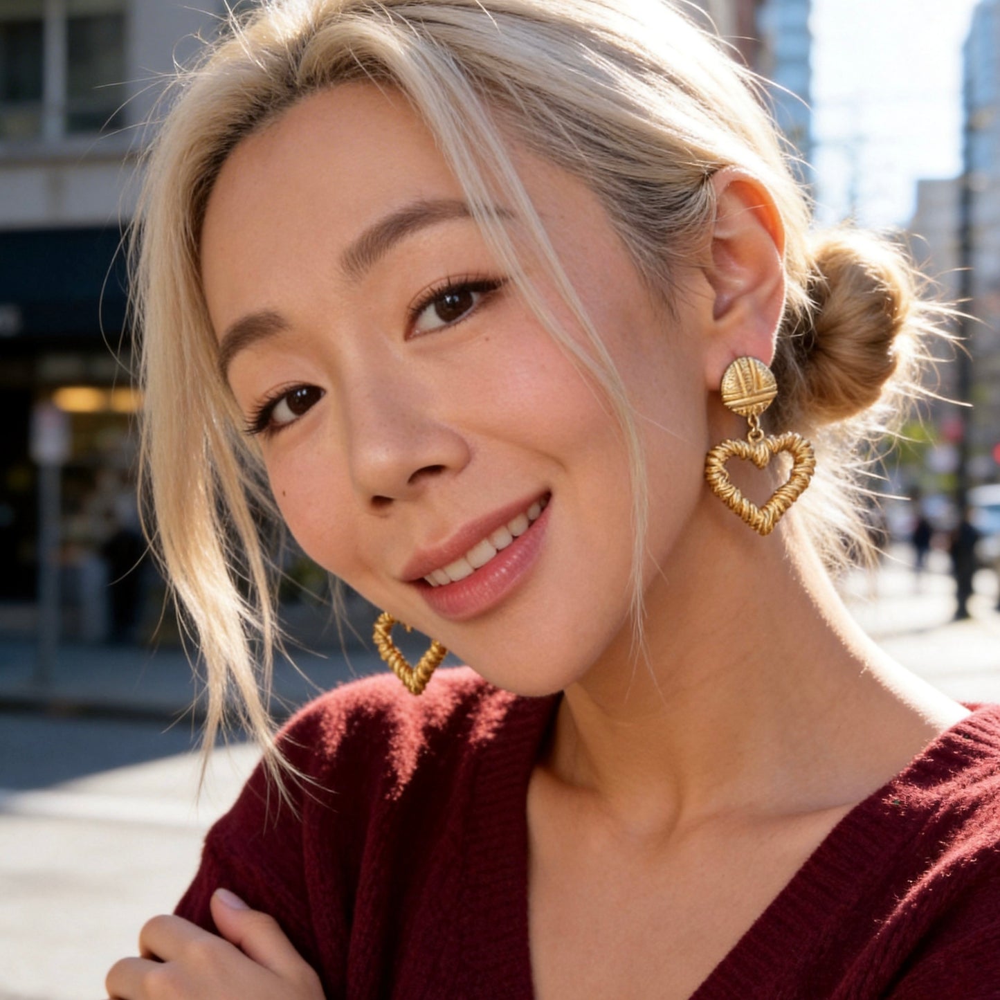 Vintage Gold Heart Drop Earrings