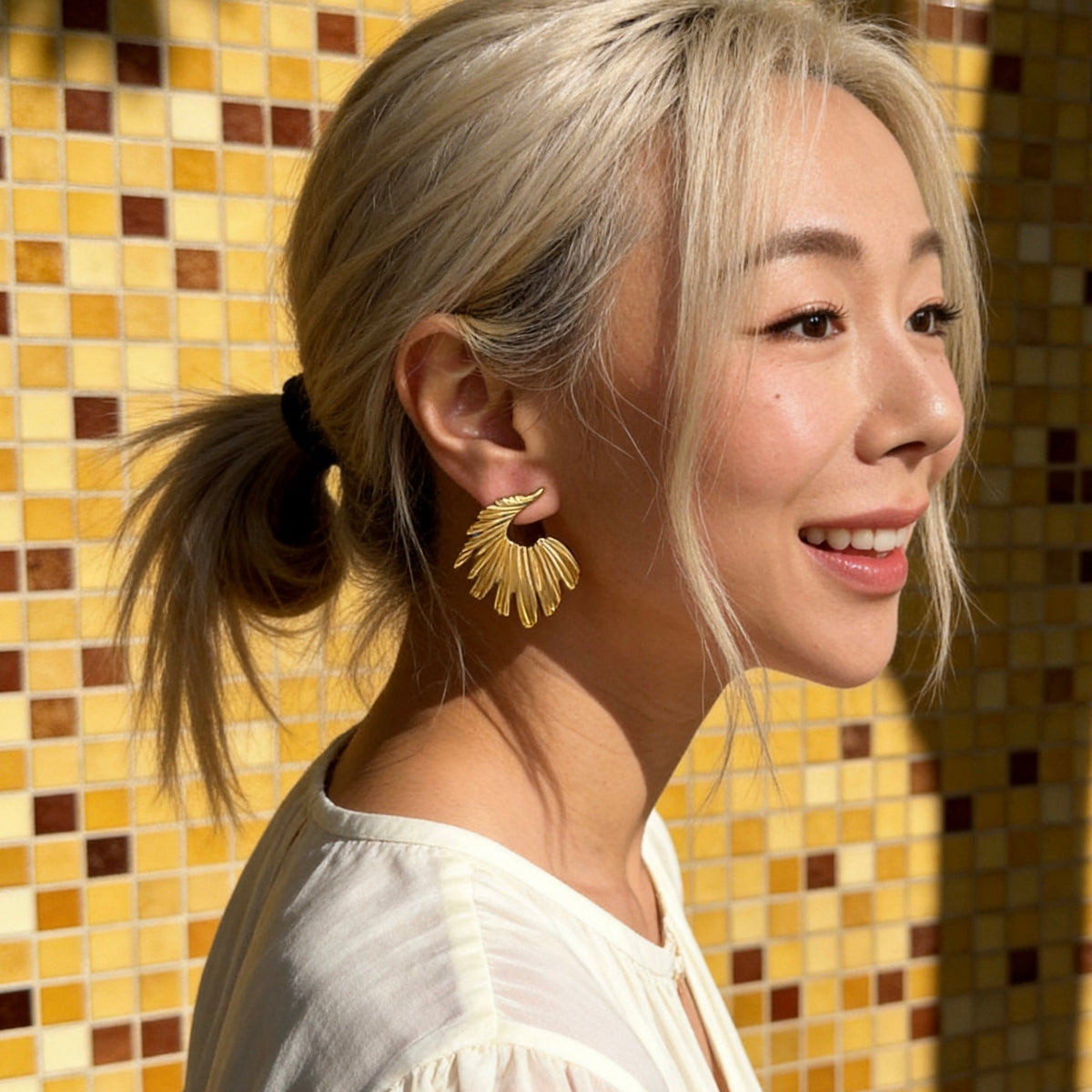 Golden Wing Statement Drop Earrings