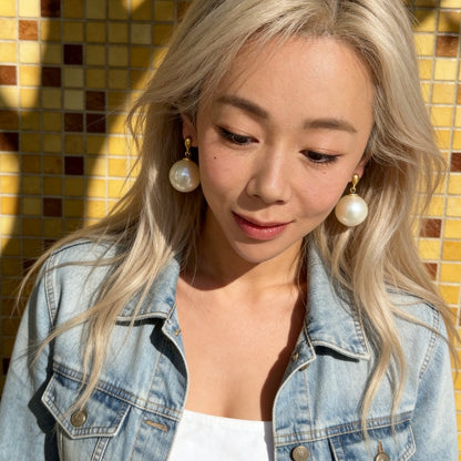 Oversized Pearl Drop Statement Earrings