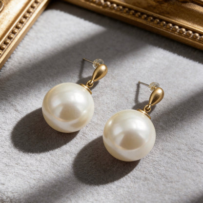Oversized Pearl Drop Statement Earrings