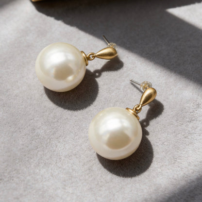 Oversized Pearl Drop Statement Earrings