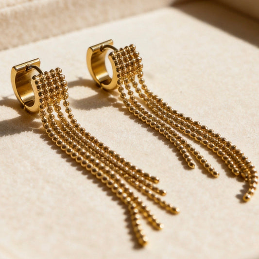 Gold Chain Tassel Drop Earrings