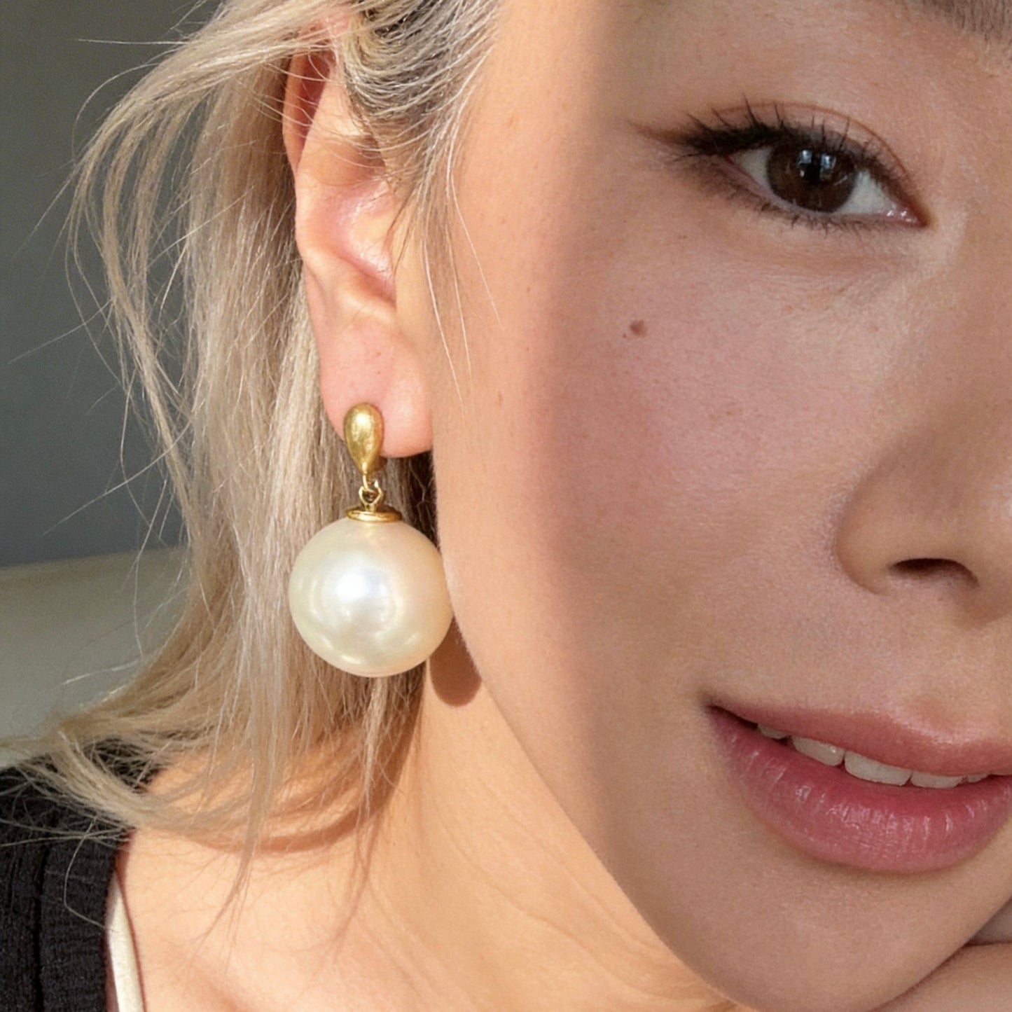 Oversized Pearl Drop Statement Earrings