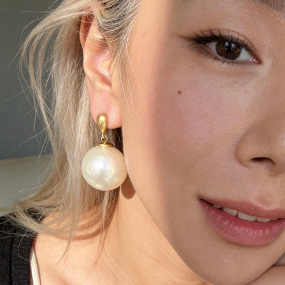 Oversized Pearl Drop Statement Earrings