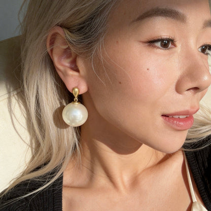 Oversized Pearl Drop Statement Earrings
