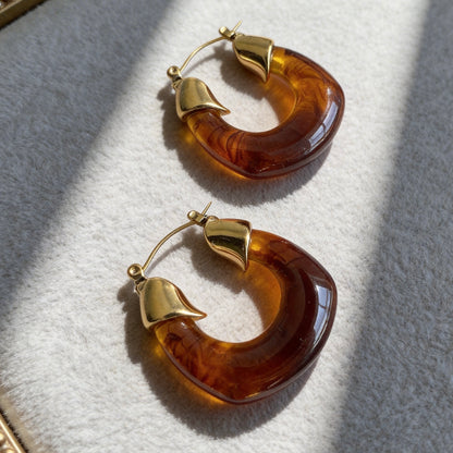 Amber Gold Hoop Earrings