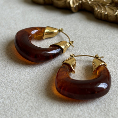 Amber Gold Hoop Earrings