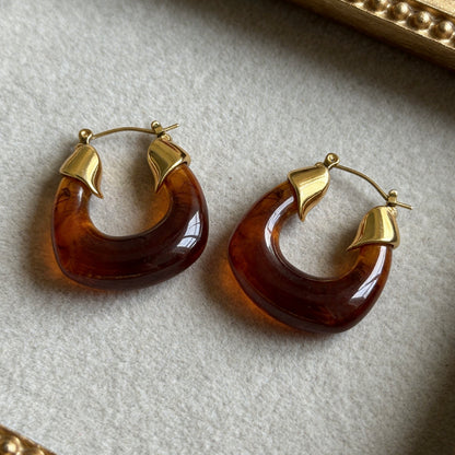 Amber Gold Hoop Earrings