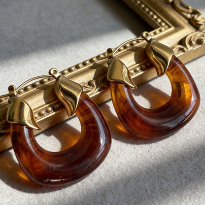 Amber Gold Hoop Earrings