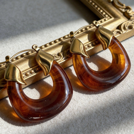 Amber Gold Hoop Earrings