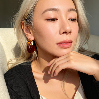 Amber Gold Hoop Earrings