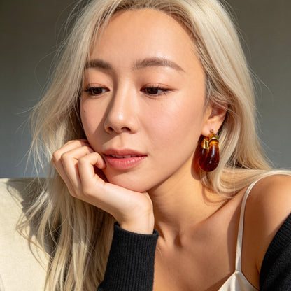 Amber Gold Hoop Earrings