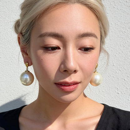 Oversized Pearl Drop Statement Earrings