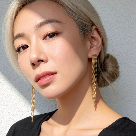 Gold Chain Tassel Drop Earrings