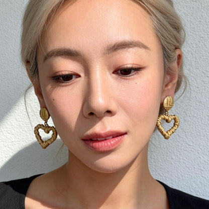 Vintage Gold Heart Drop Earrings