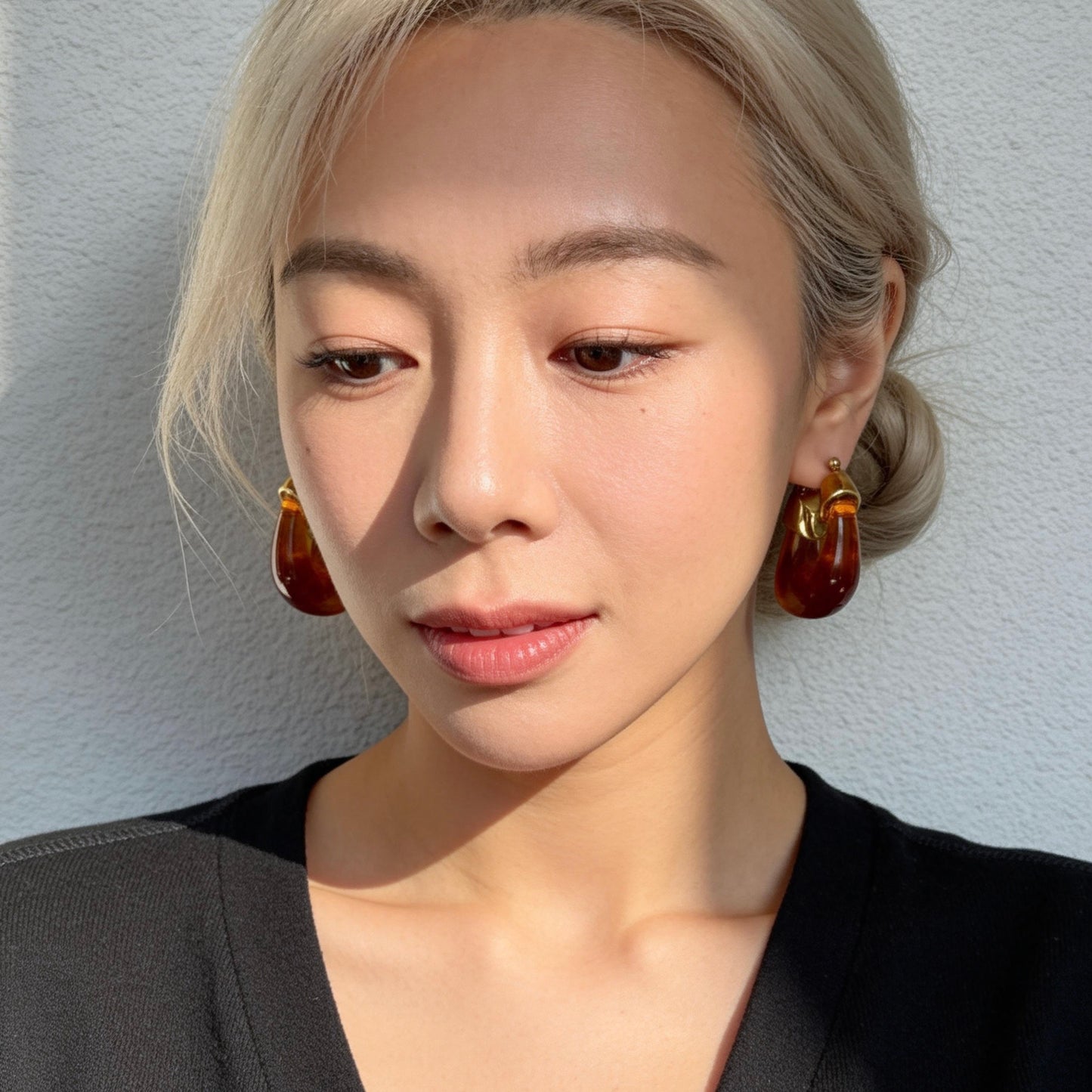 Amber Gold Hoop Earrings