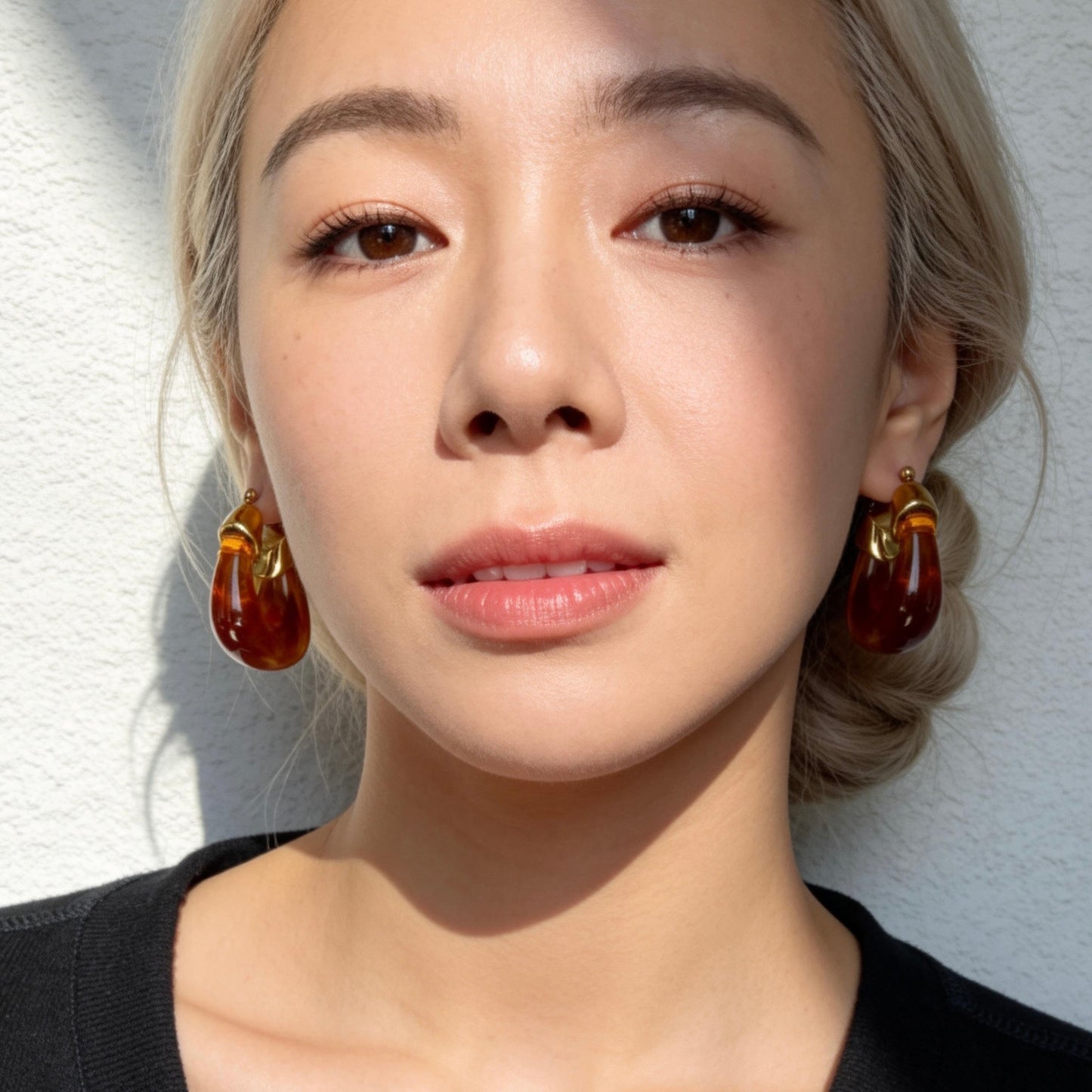 Amber Gold Hoop Earrings