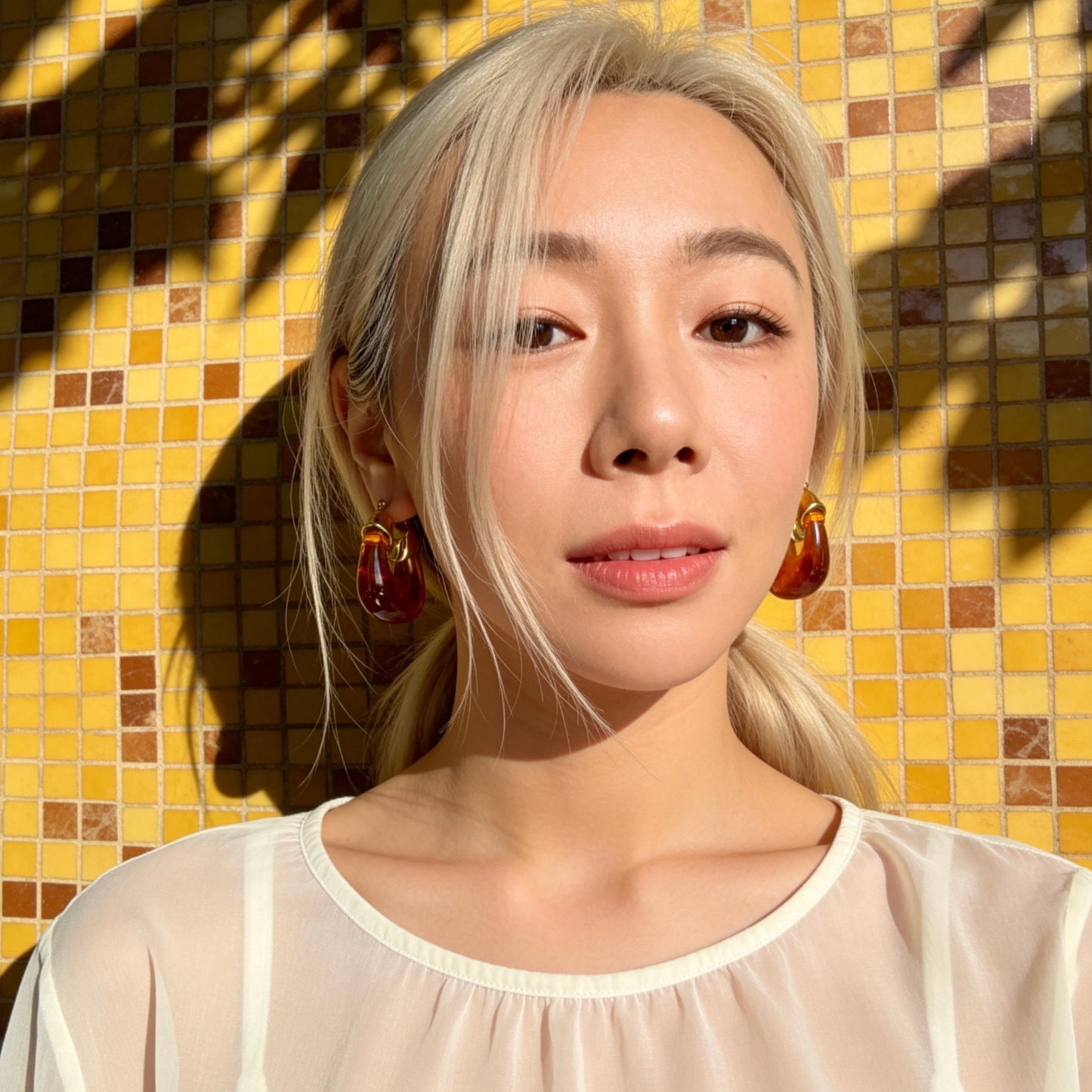 Amber Gold Hoop Earrings