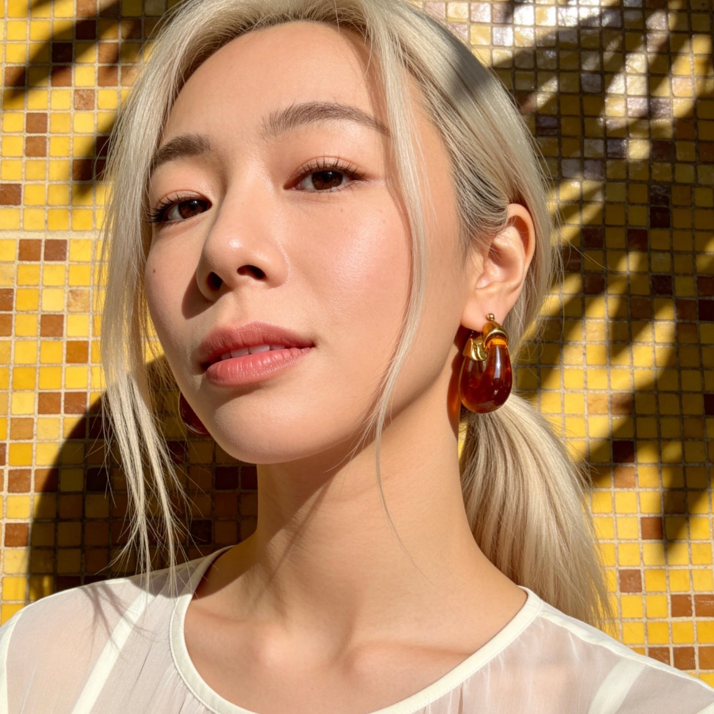 Amber Gold Hoop Earrings