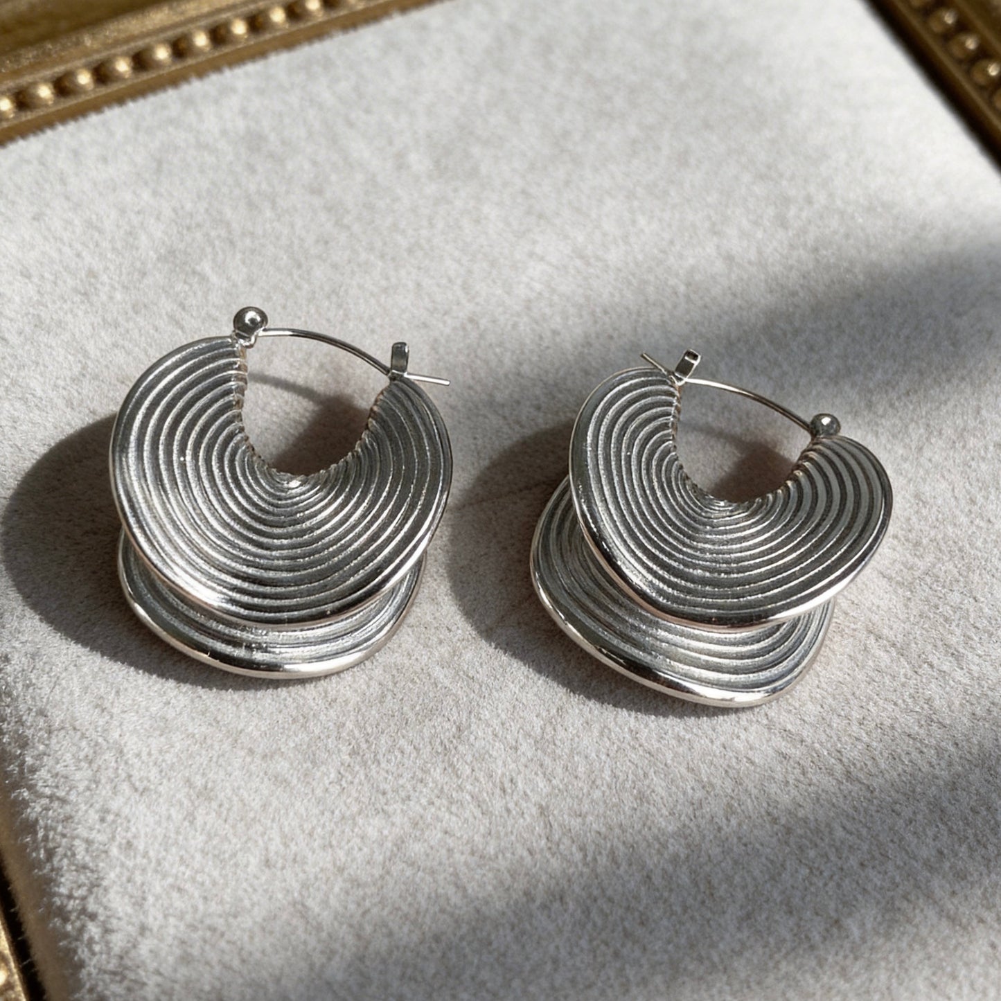 Stainless Steel Textured Hoop Earrings