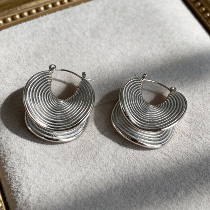 Stainless Steel Textured Hoop Earrings