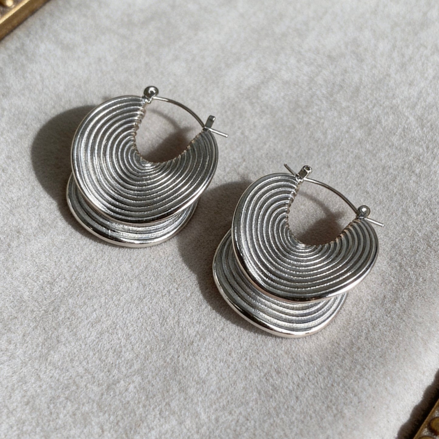 Stainless Steel Textured Hoop Earrings