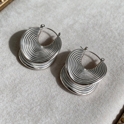 Stainless Steel Textured Hoop Earrings