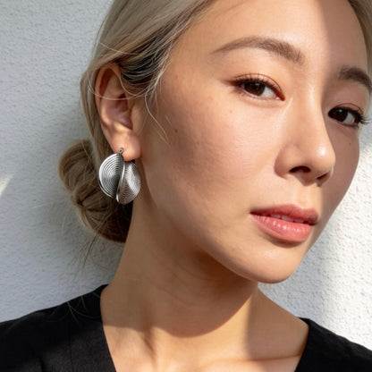 Stainless Steel Textured Hoop Earrings
