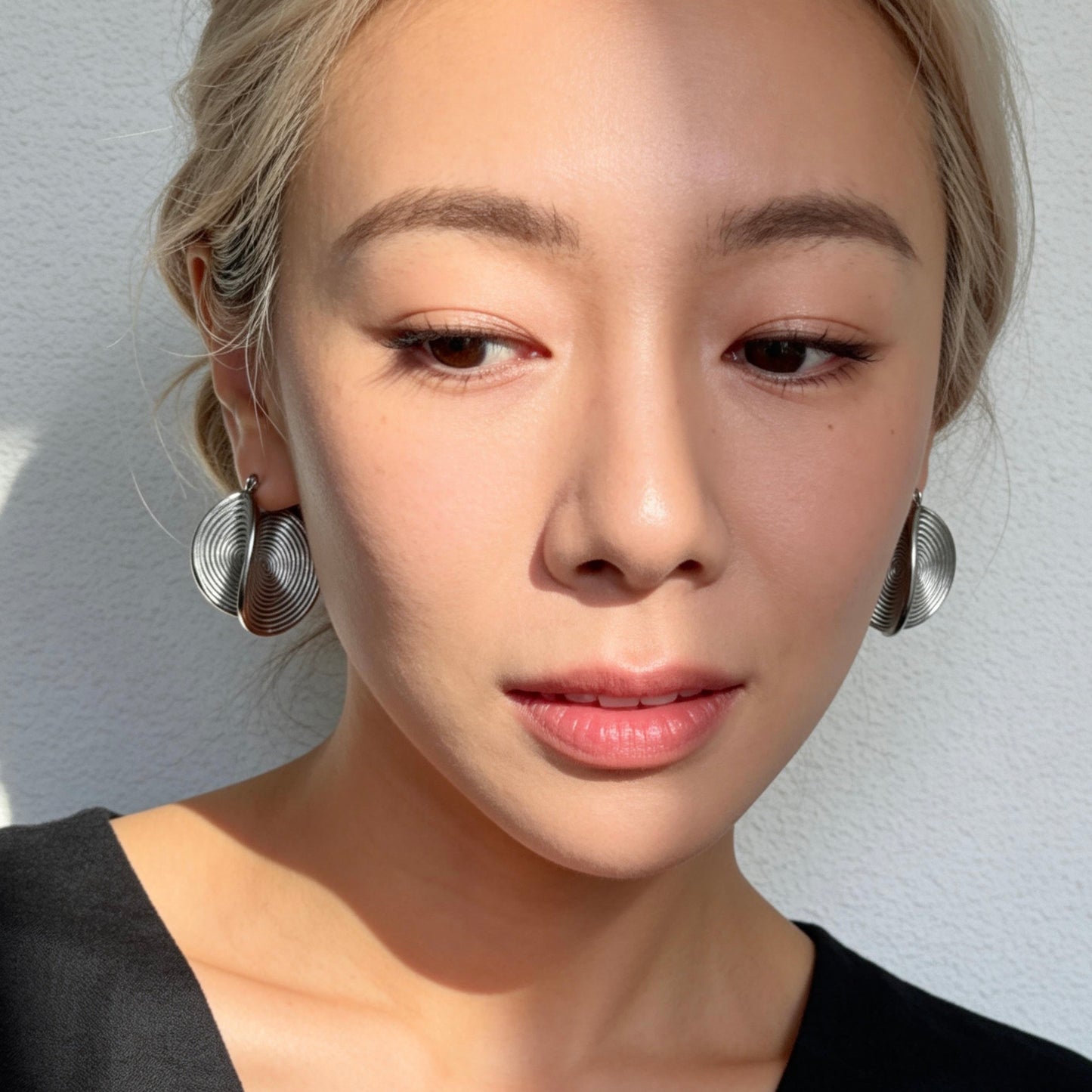 Stainless Steel Textured Hoop Earrings