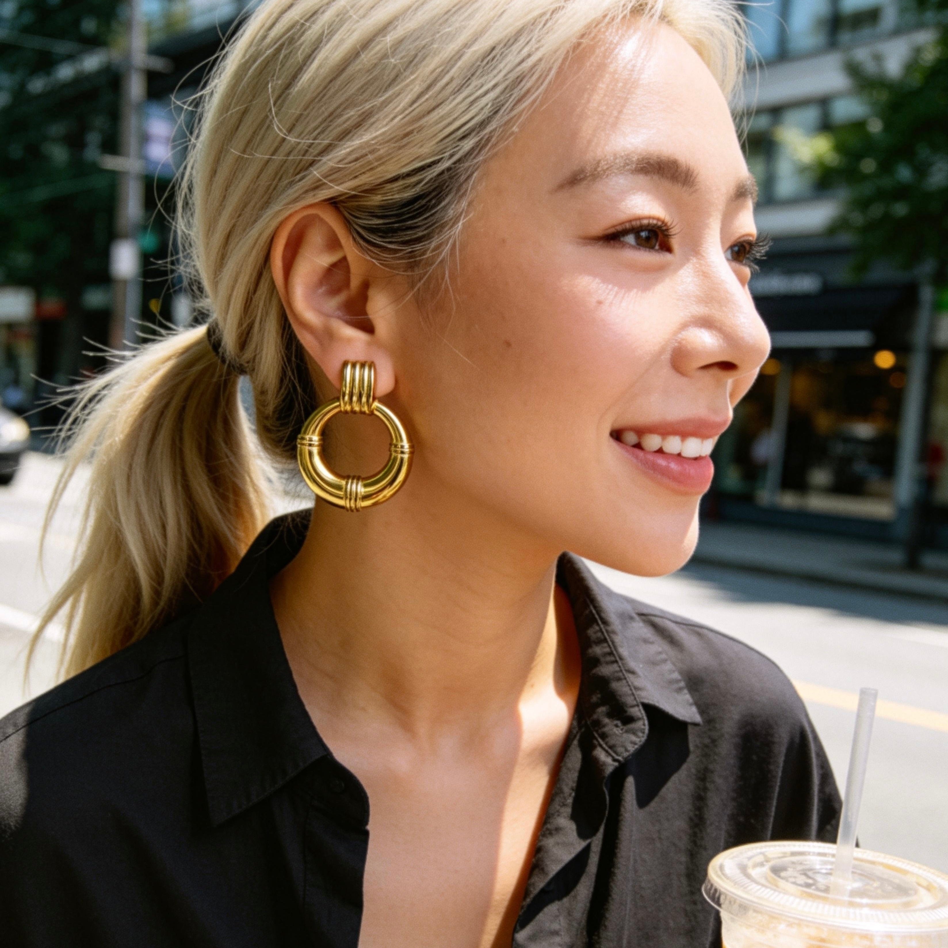 Gold Chunky Statement Earrings
