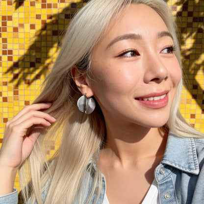 Stainless Steel Textured Hoop Earrings