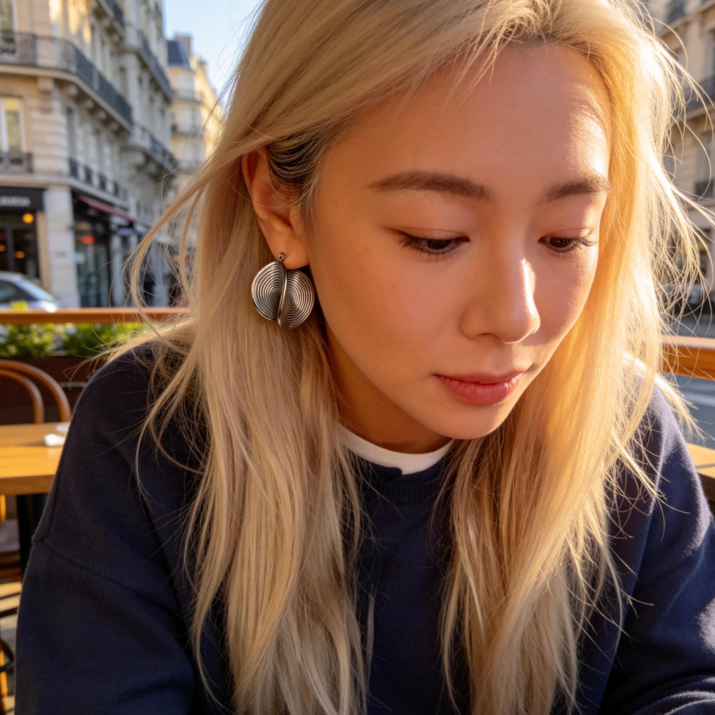 Stainless Steel Textured Hoop Earrings