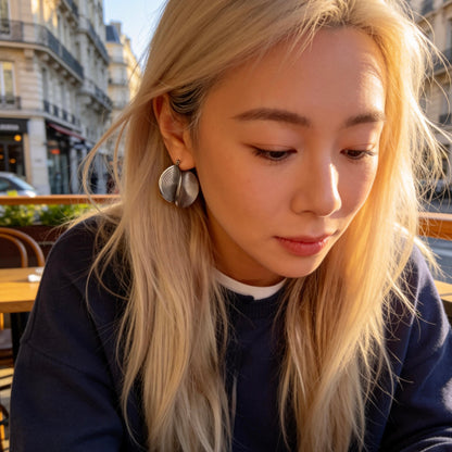 Stainless Steel Textured Hoop Earrings
