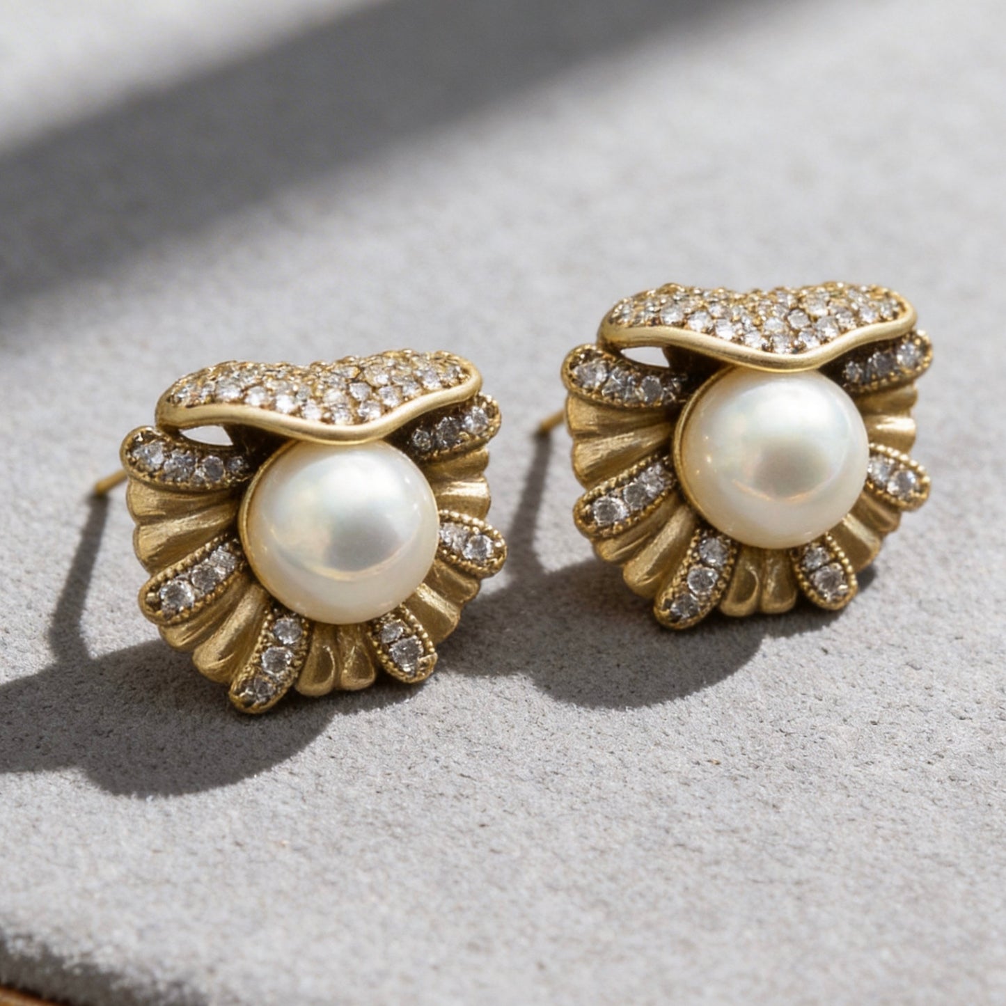 Vintage Pearl Rhinestone Statement Studs