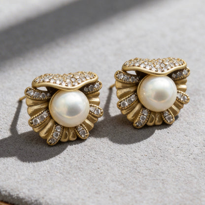 Vintage Pearl Rhinestone Statement Studs