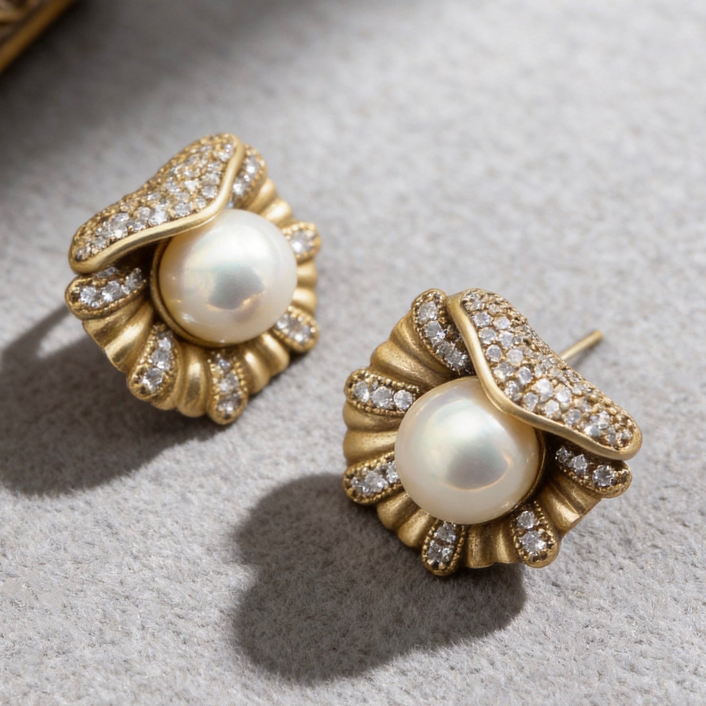 Vintage Pearl Rhinestone Statement Studs