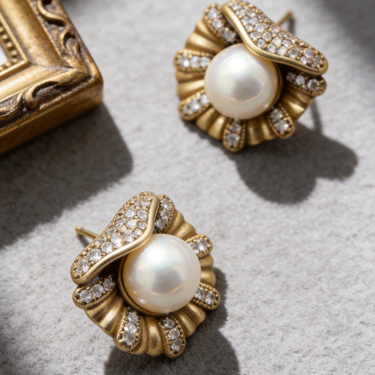 Vintage Pearl Rhinestone Statement Studs