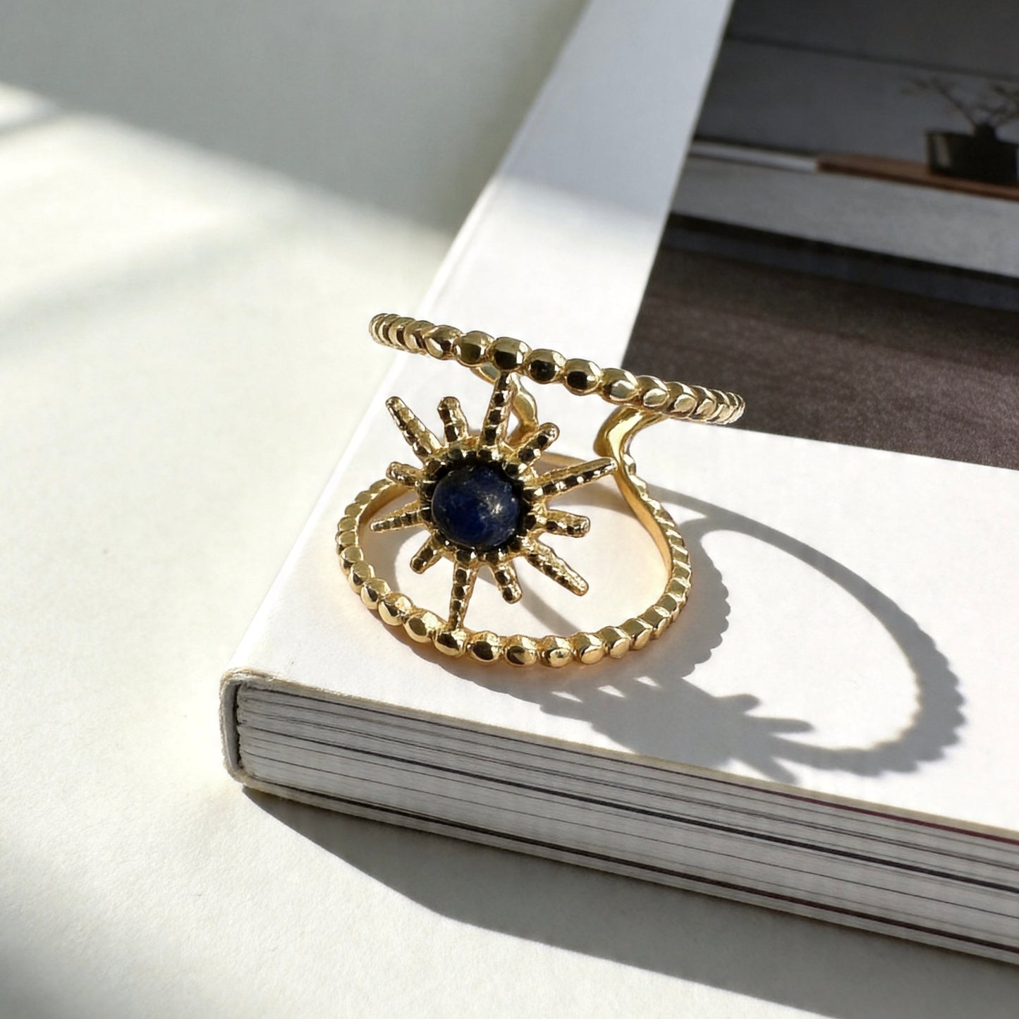 Vintage Celestial Lapis Open Ring